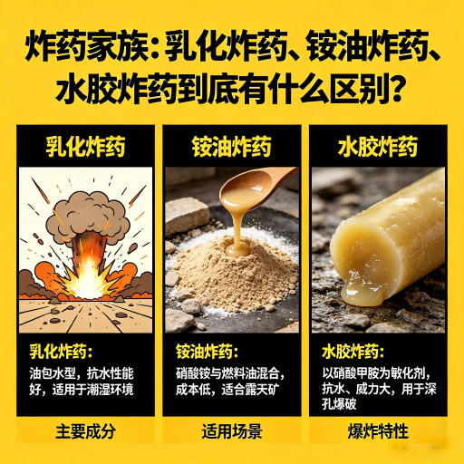 沂南炸药家族：乳化炸药、铵油炸药、水胶炸药到底有什么区别？